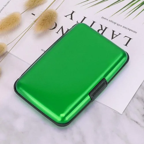 Vista 7 de Elfish.- Funda protectora de aluminio contra RFID, para tarjetas de crédito, carcasa rígida para tarjetas de presentación, cartera de metal