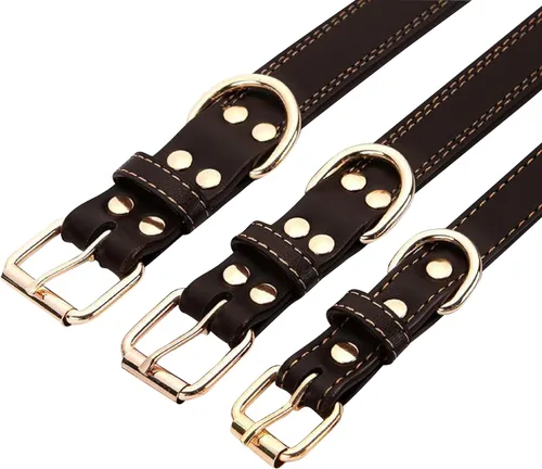 Vista 3 de Collar personalizado para perro, cuero vegano negro suave grabado, tamaño pequeño, mediano o grande con placa de nombre (XS)