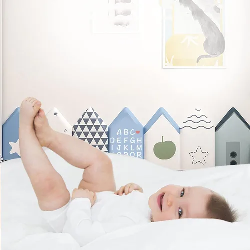 Vista 3 de WIGING Almohadilla de pared 3D anticolisión para niños, autoadhesivo, impermeable, suave, panel de pared para dormitorio, sala de estar, TV