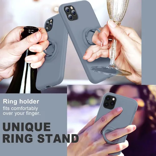 Vista 7 de Thomo Funda para iPhone 11 Pro Max [soporte de anillo de silicona líquida] [forro de microfibra antiarañazos], funda protectora de cuerpo completo