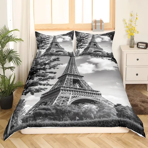Vista 22 de Feelyou Juego de funda de edredón de tiburón, vida marina, tema oceánico, para niños, funda de edredón con estampado de tiburón 3D, funda de edredón
