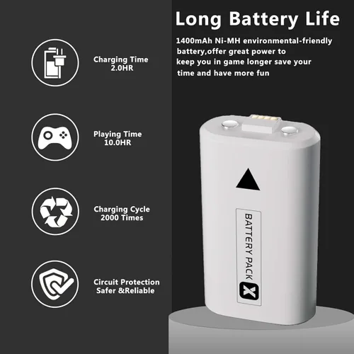 Vista 5 de Uwayor Paquete de 2 baterías recargables para Xbox OneSeries, 1400 mAh para Xbox OneOne SOne XOne EliteXbox Series SSeries X Controller (blanco)