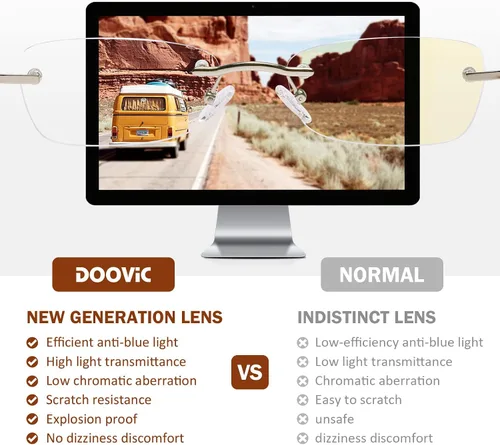 Vista 5 de DOOViC - 3 por paquete, lentes de lectura sin montura para mujer, ligeros y elegantes con bloqueo de luz azul, bordes tintados/bisagra de resorte