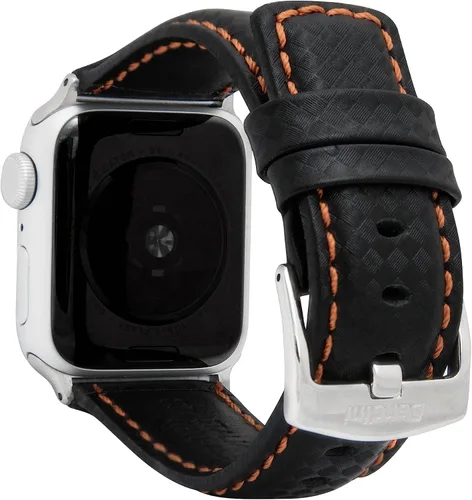 Vista 22 de Bandini Correa de cuero de fibra de carbono para hombre para Apple Watch de 1.732 in 1.772 in 1.654 in 1.614 in 1.575 in 1.496 in Ultra 1.929 in