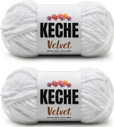 Vista 100 de Keche Hilo para ganchillo, hilo de terciopelo, chenilla suave, manta de bebé voluminosa amigurumi Yarn 3.53 oz (132 yardas) - Arona