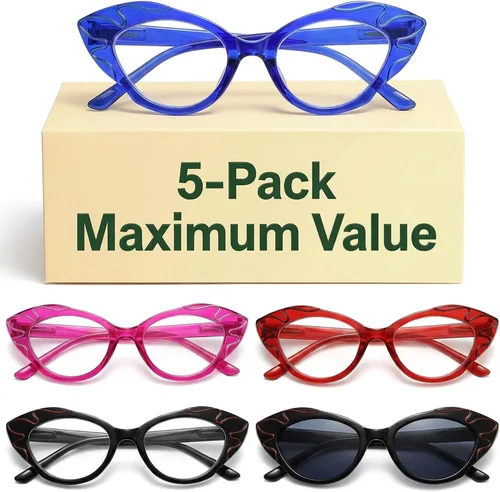 Vista 14 de Eyekepper Reading Glasses Women, Readers for Women, Stylish Cat Eye Design Paquete de 5 unidades.