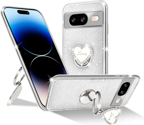 Vista 41 de Funda protectora transparente de 3 capas con anillo bonito soporte, para mujeres y niñas, para Pixel 6 2021 (lavanda)