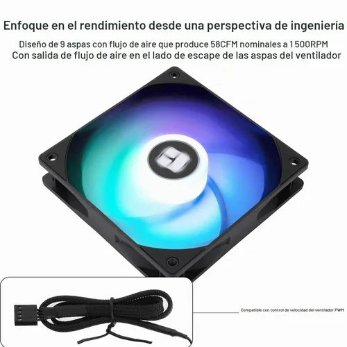 Vista 3 de Thermalright Ventilador de CPU TL-C12RB-S V2 PWM, conector PWM de 4 pines, ventilador de computadora con apertura ARGB, ventilador de refrigeración
