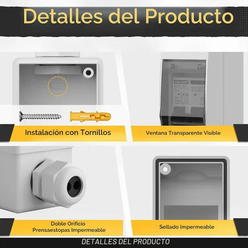 Vista 4 de Interruptor de desconexión de panel solar, disyuntor miniatura de 20 amperios CC CA, 500 V, 2 polos con conector fotovoltaico y caja impermeable