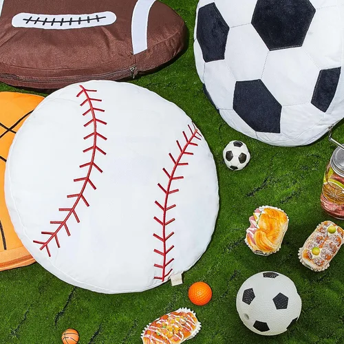 Vista 6 de Juexica Almohadas deportivas esponjosas de peluche para fútbol, baloncesto, béisbol, cojín deportivo de felpa para decoración de habitación, regalo