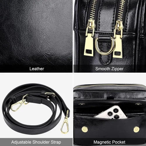 Vista 5 de Over Earth Leather Crossbody Purses Messenger Bag for Women with Double Main Pockets