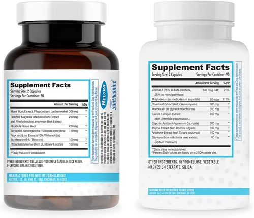 Vista 2 de NuEthix Formulations Paquete de suplementos de equilibrio de cortisol y microbioma: suplemento Cort-Eaze Cortisol Control Supplement, 60 cápsulas