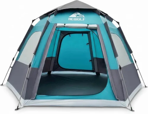 Vista 9 de Hewolf Tiendas de campaña para 3-4 personas para camping, tienda instantánea impermeable fácil de desplegar que se instala en 60 segundos