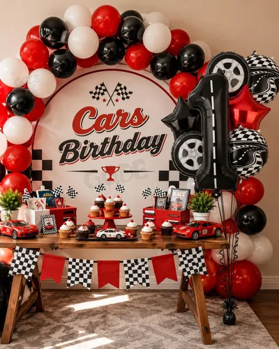 Vista 4 de Paquete de 7 globos con número 1 de 40 pulgadas para decoración de primer Negro 1