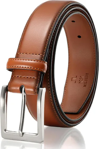 Vista 19 de MILORDE Cinturón de vestir de cuero genuino para hombre, hecho a mano, 100% cuero de vaca, diseños clásicos y modernos para trabajo, negocios y uso