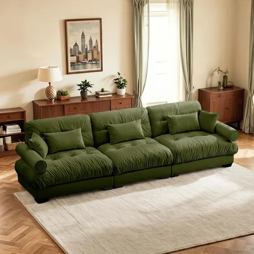 Vista 20 de Sofá biplaza de 93.7 pulgadas, sofá modular de 2 plazas, sofás seccionales grandes de color beige y blanco para sala de estar, juego de sofá
