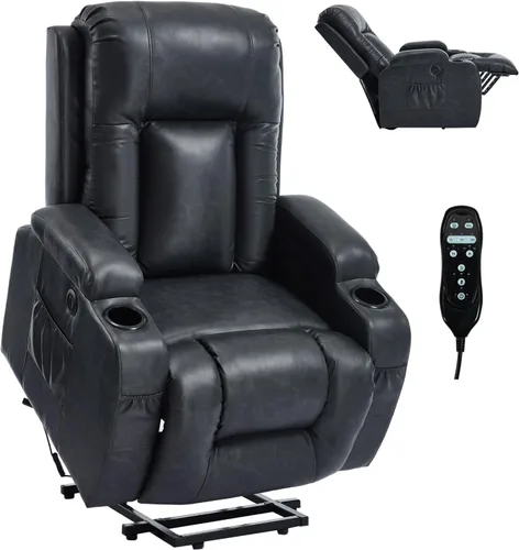 Vista 23 de Silla reclinable eléctrica con elevación Trustyue con calor y masaje, sillas elevadoras para asistencia al estar de pie, silla pequeña con elevación