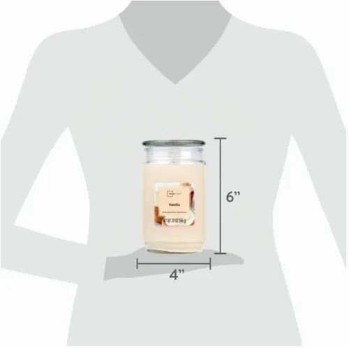 Vista 6 de Mainstays - Vela en tarro grande de vidrio perfumada de vainilla de una sola mecha, 20 onzas, más de 100-120 horas de tiempo de combustión