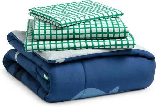 Vista 5 de Delta Children Juego de ropa de cama de 4 piezas para niños, edredón reversible 2 en 1, incluye edredón ajustable para mantener a los más pequeños