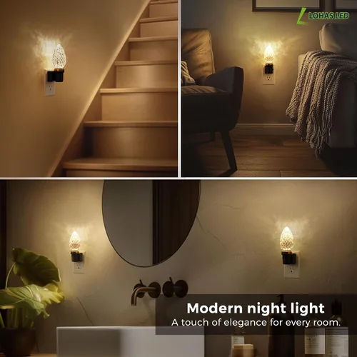 Vista 7 de L LOHAS LED - Luz nocturna LED, luces nocturnas LED enchufables en la pared, luz nocturna regulable con sensor de luz automático, 3000K blanco