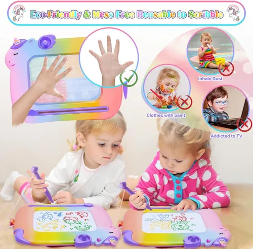 Vista 4 de Juguetes para niños pequeños 3, tablero de dibujo magnético juguetes para bebés, juguete de escritura y garabatos para niños pequeños, juguete