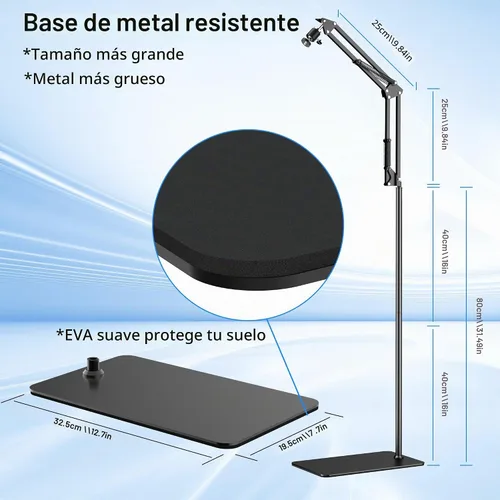 Vista 13 de Trípode para teléfono con luz recargable para cocinar videos, soporte de teléfono móvil con anillo de luz, creador de contenido, grabación de video