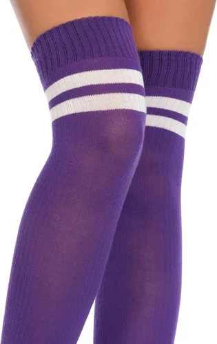 Vista 2 de Leg Avenue Women's Ribbed Athletic Thigh High Socks