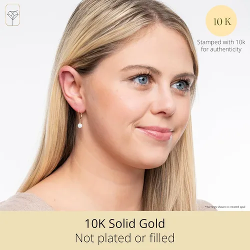 Vista 2 de 10k Yellow Gold 6mm Round Birthstone Dangle Earrings for Women with Leverbacks by MAX + STONE