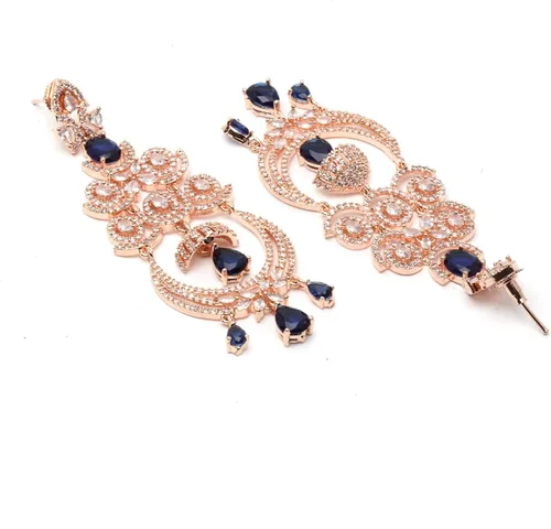 Vista 5 de ZENEME Pendiente de araña colgante de diamante americano con forma floral para mujer
