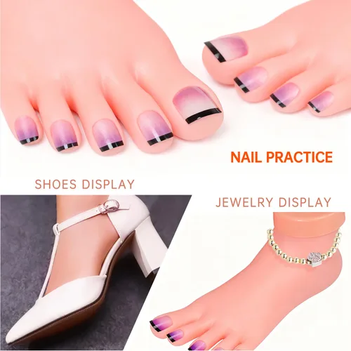 Vista 7 de krofaue Práctica de pie falso modelo 1 par flexible de silicona suave herramienta de manicura protésica para puntas de uñas entrenamiento de arte