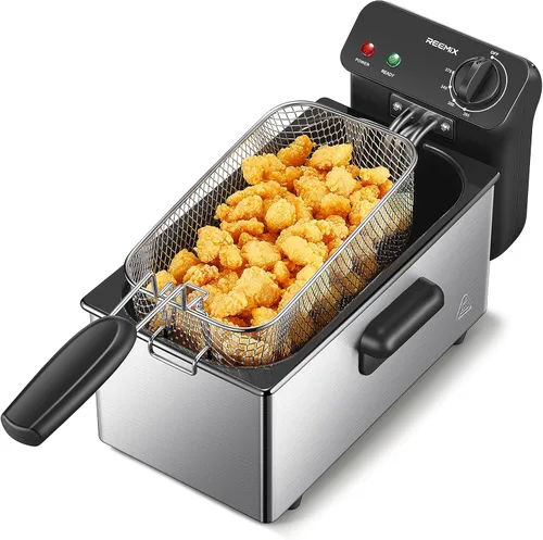 Vista 10 de Reemix Freidora eléctrica de 4.5L con 3 cestas de acero inoxidable