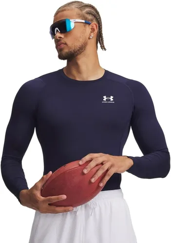 Vista 11 de Under Armour Camiseta de manga larga de compresión HeatGear para hombre Negro (001)/Blanco