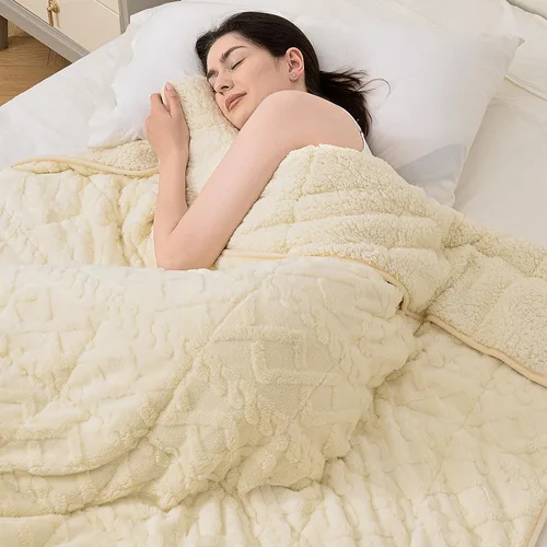 Vista 9 de Topblan - Manta pesada para adultos de 12 libras, suaves y cómodas mantas de forro polar con sherpa lanudo, manta pesada de jacquard elegante