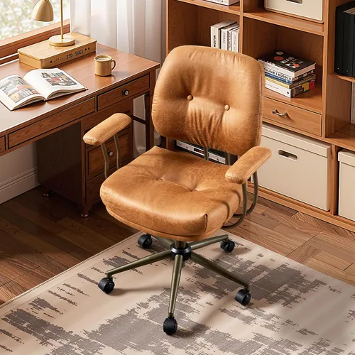 Vista 22 de HOOOWOOO Silla de Oficina Ergonómica, Silla de Escritorio Moderna de Computadora de Media Siglo, Silla Ejecutiva Cómoda con Asiento Extra Ancho