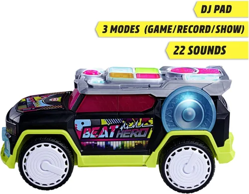 Vista 4 de Dickie Toys - Beat Hero 203767001 +3 años de coche con consola de música, 22 sonidos, luces LED, 3 modos de juego, Streat n Beatz