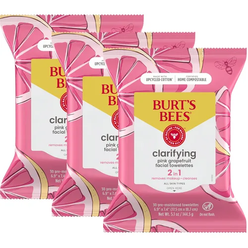 Vista 11 de Toallitas faciales Burt's Bees de limpieza facial, toallitas desmaquillantes, limpiador micelar hidratante 3 en 1 con agua de coco y loto, 90