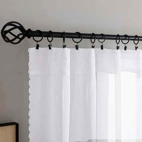 Vista 4 de MYSTIC-HOME Juego de cortinas de niveles transparentes blancas para cocina de 24 pulgadas de largo, tratamiento de cortinas para ventanas pequeñas