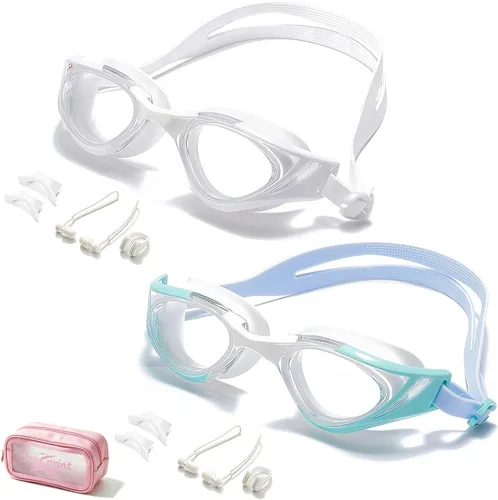 Vista 12 de Gafas de natación, visión súper clara, gafas de natación para adultos, adecuadas para todo tipo de programas de natación Negro Blanco