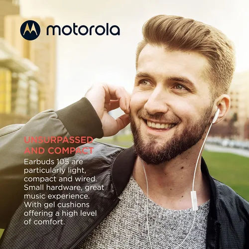 Vista 5 de Motorola - Auriculares con cable con micrófono, auriculares intraurales con cable, botón de control para llamadas/música, cómodos y ligeros de fácil