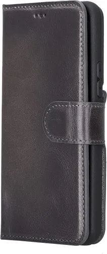 Vista 2 de Bayelon Funda compatible con Galaxy S22, cartera de cuero de grano completo para teléfono, funda desmontable con soporte, funda magnética abatible