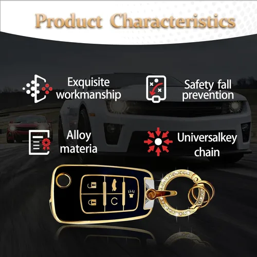 Vista 3 de Vrasly Compatible con funda para llavero Chevy con cordón para llavero