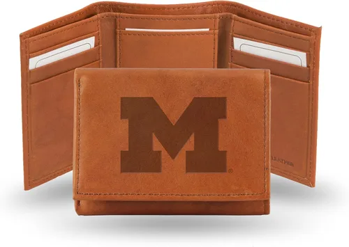 Vista 16 de Rico Industries NCAA Alabama Crimson Tide - Cartera triple de piel en relieve, color marrón