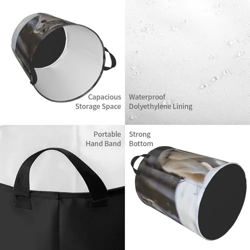 Vista 4 de wolf in the snow print Circular Hamper Waterproof Storage Bin Organizer Basket Laundry Hamper With Handles For Clothes Toys Small