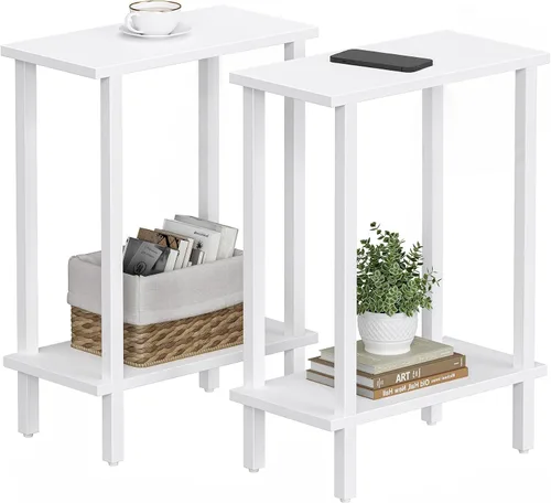 Vista 22 de TUTOTAK Mesa auxiliar pequeña, mesa de extremo estrecho, mesa de sofá delgada, mesita de noche delgada, mesa de sofá, sala de estar, dormitorio Negro