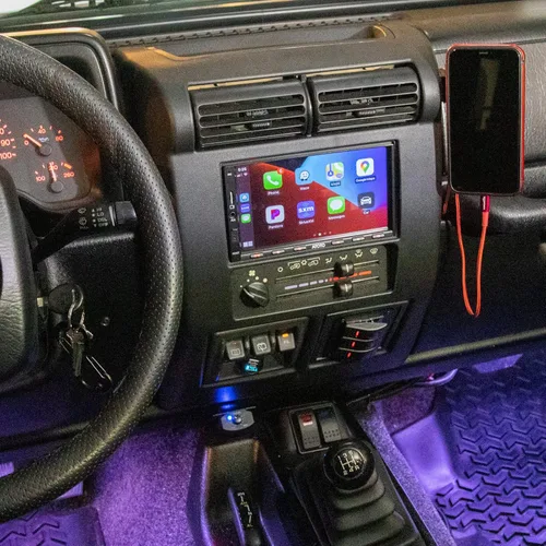 Vista 5 de HECASA Bisel de radio de tablero doble DIN compatible con Jeep Wrangler TJ Radio estéreo 1997-2002 panel central de bisel de tablero