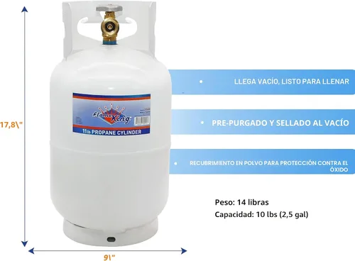 Vista 4 de Flame King Cilindro de tanque de propano de acero de 10 libras con válvula de dispositivo de protección contra desbordamiento tipo 1, ideal