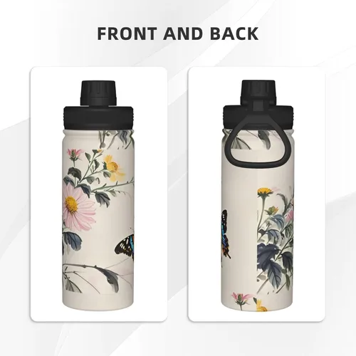 Vista 3 de Flying Butterfly Insulated Stainless Steel Kettle Print Funny Water Bottle Insulated Ideal for Sports and Travel