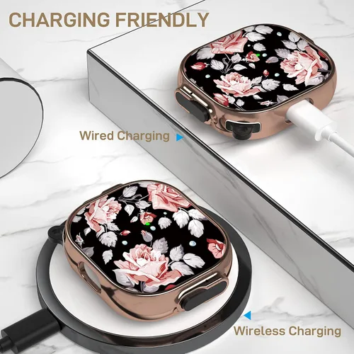 Vista 5 de Maxjoy Funda para AirPods 3 con Cerradura, Funda para AirPod 3 con Cerradura de Flores Protectora Rígida para AirPod de 3ª Generación para Mujeres