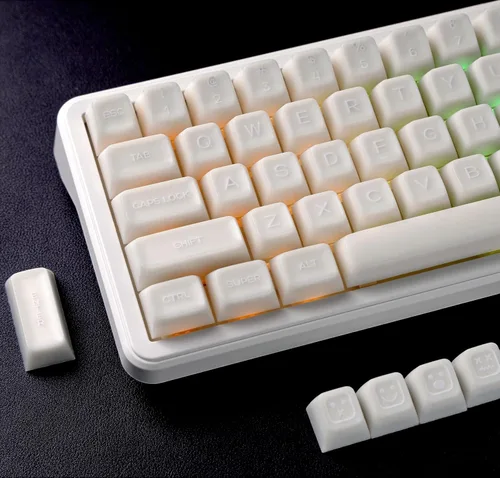 Vista 15 de dagaladoo Teclas negras topográficas Teclas PBT de doble inyección Teclas de teclado con brillo Teclas laterales impresas Teclas de perfil Cherry