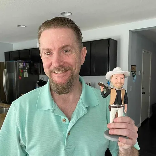 Vista 6 de Figuras de cabeza de bobble personalizadas, figuras de pesca para papá, figuras de cabeza de bobble hechas a mano, regalo de cumpleaños